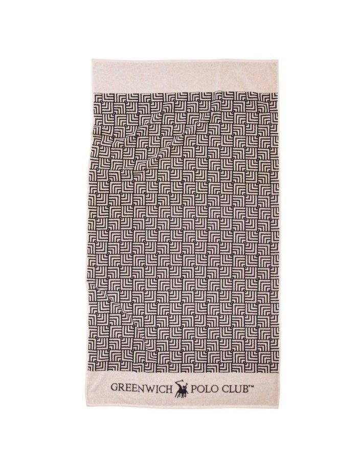 Greenwich Polo Club Plaj Havlusu 3732 – Siyah, Ekru, 90x170, %100 Pamuk