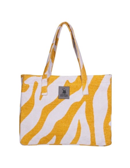 Greenwich Polo Club Plaj Çantası 3741 – Oker/Beyaz, 50x38 cm, %100 Pamuk