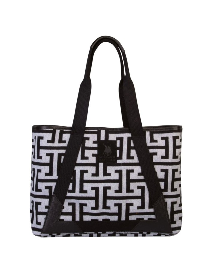 Greenwich Polo Club Plaj Çantası 3839 – Siyah/Gri, 35x42x12 cm, %80 Pamuk %20 Polyester