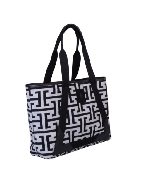 Greenwich Polo Club Plaj Çantası 3839 – Siyah/Gri, 35x42x12 cm, %80 Pamuk %20 Polyester