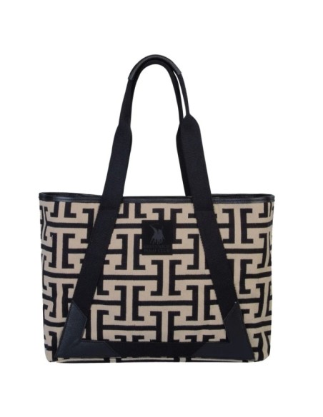 Greenwich Polo Club Plaj Çantası 3840 – Bej/Siyah, 35x42x12 cm, %80 Pamuk %20 Polyester