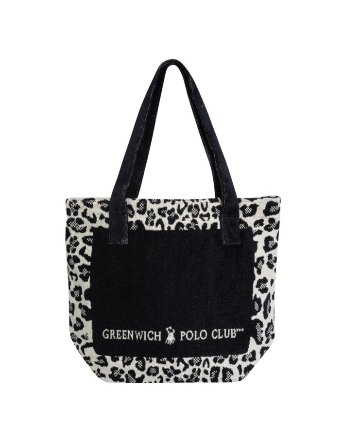 Greenwich Polo Club Plaj Çantası 3861 – Bej/Siyah, 55x40 cm, %100 Pamuk