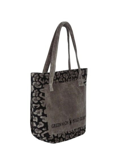 Greenwich Polo Club Plaj Çantası 3862 – Siyah/Kahverengi, 55x40 cm, %100 Pamuk