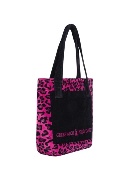 Greenwich Polo Club Plaj Çantası 3863 – Siyah/Fuşya, 55x40 cm, %100 Pamuk