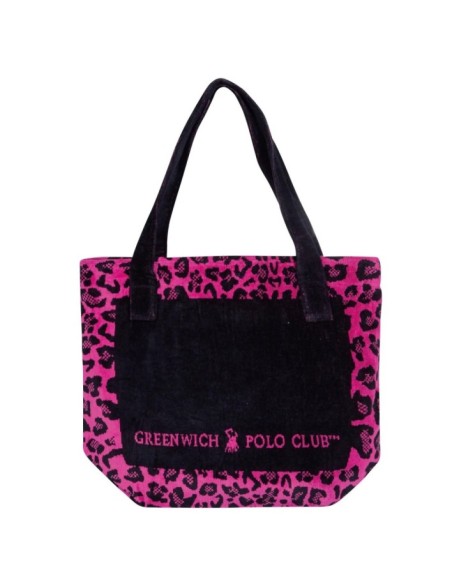 Greenwich Polo Club Plaj Çantası 3863 – Siyah/Fuşya, 55x40 cm, %100 Pamuk