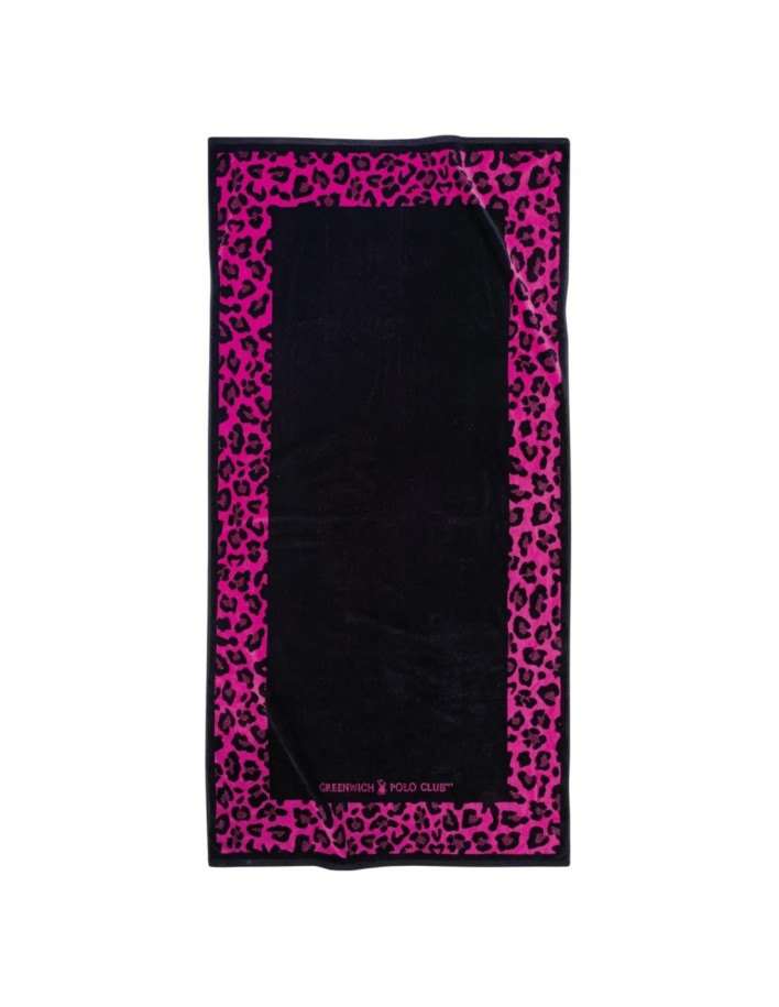 Greenwich Polo Club Plaj Havlusu 3863 – Siyah/Fuşya, 90x180 cm, %100 Pamuk