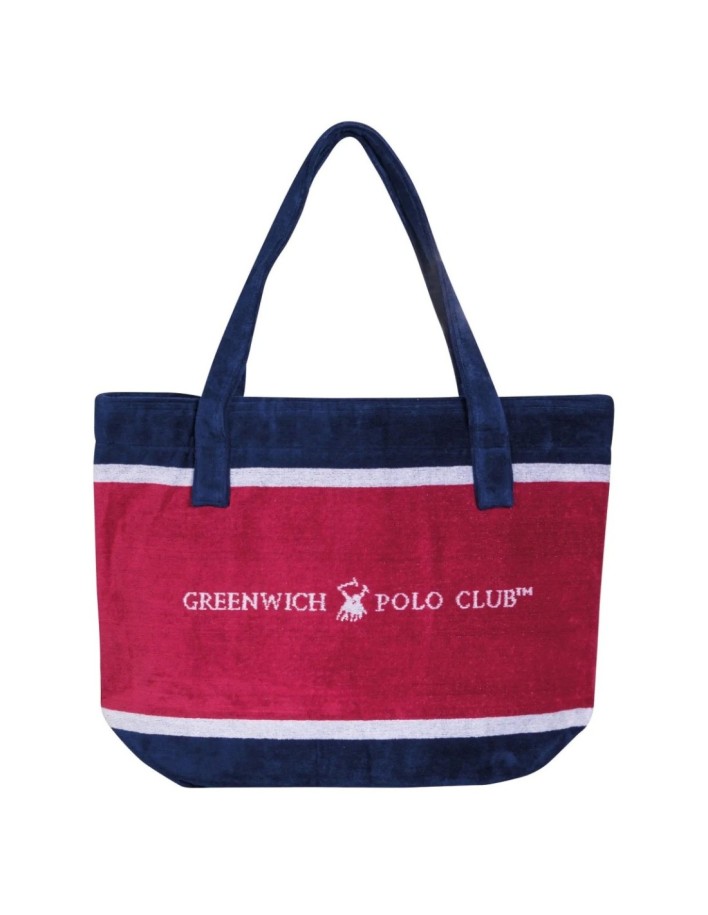 Greenwich Polo Club Plaj Çantası 3864 – Mavi/Kırmızı, 55x40 cm, %100 Pamuk