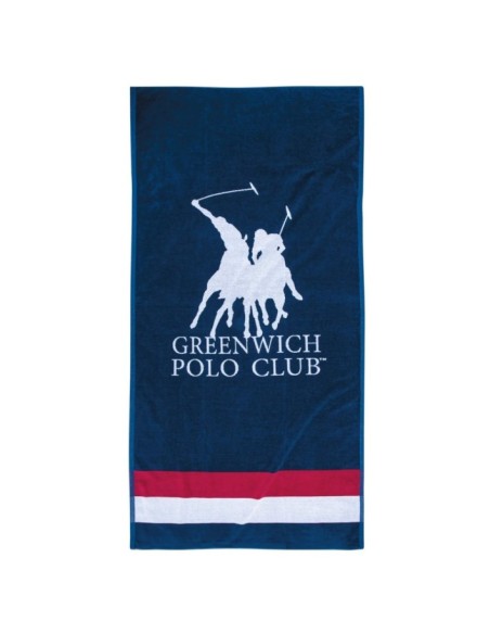 Greenwich Polo Club Plaj Havlusu 3866 – Mavi/Kırmızı/Beyaz, 90x180 cm, %100 Pamuk