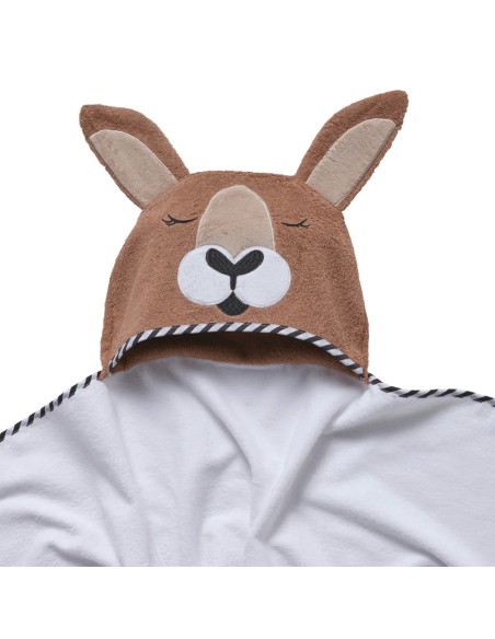 Das Baby Smile Kapüşonlu Bebek Havlusu 4894 – Kahverengi/Beyaz, 70x90 cm, %100 Pamuk
