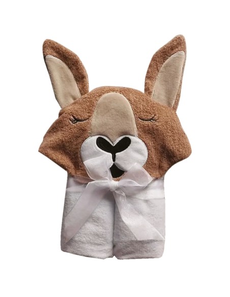 Das Baby Smile Kapüşonlu Bebek Havlusu 4894 – Kahverengi/Beyaz, 70x90 cm, %100 Pamuk