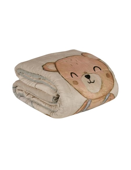 Das Kids Sherpa Tabanlı Çocuk Battaniye Yorganı 4925 – Bej/Gri, 160x220 cm, %100 Polyester