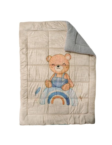 Das Kids Sherpa Tabanlı Çocuk Battaniye Yorganı 4925 – Bej/Gri, 160x220 cm, %100 Polyester
