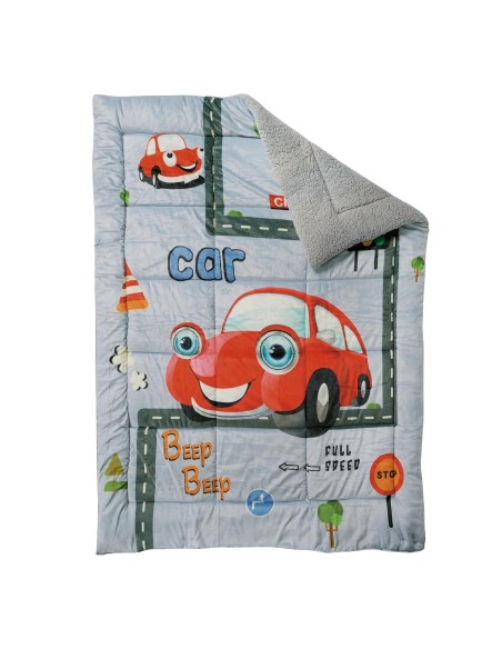 Das Kids Sherpa Tabanlı Çocuk Battaniye Yorganı 4923 – Gri/Kırmızı, 160x220 cm, %100 Polyester