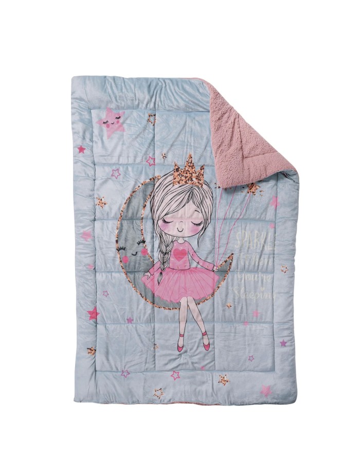 Das Kids Sherpa Tabanlı Çocuk Battaniye Yorgan 4922 – Gri/Pembe, 160x220 cm, %100 Polyester 2