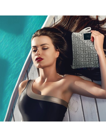 Greenwich Polo Club Plaj El Çantası 4006 – Gri/Taupe, 22x30 cm, %100 Pamuk