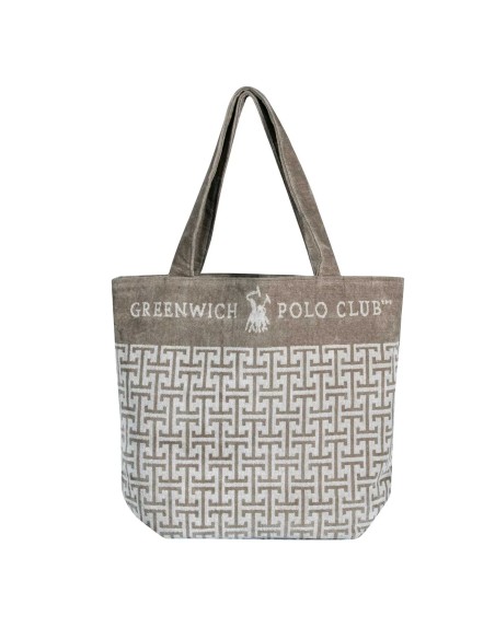 Greenwich Polo Club Plaj Çantası 4006 – Gri/Taupe, 55x40 cm, %100 Pamuk