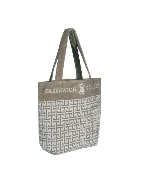 Greenwich Polo Club Plaj Çantası 4006 – Gri/Taupe, 55x40 cm, %100 Pamuk