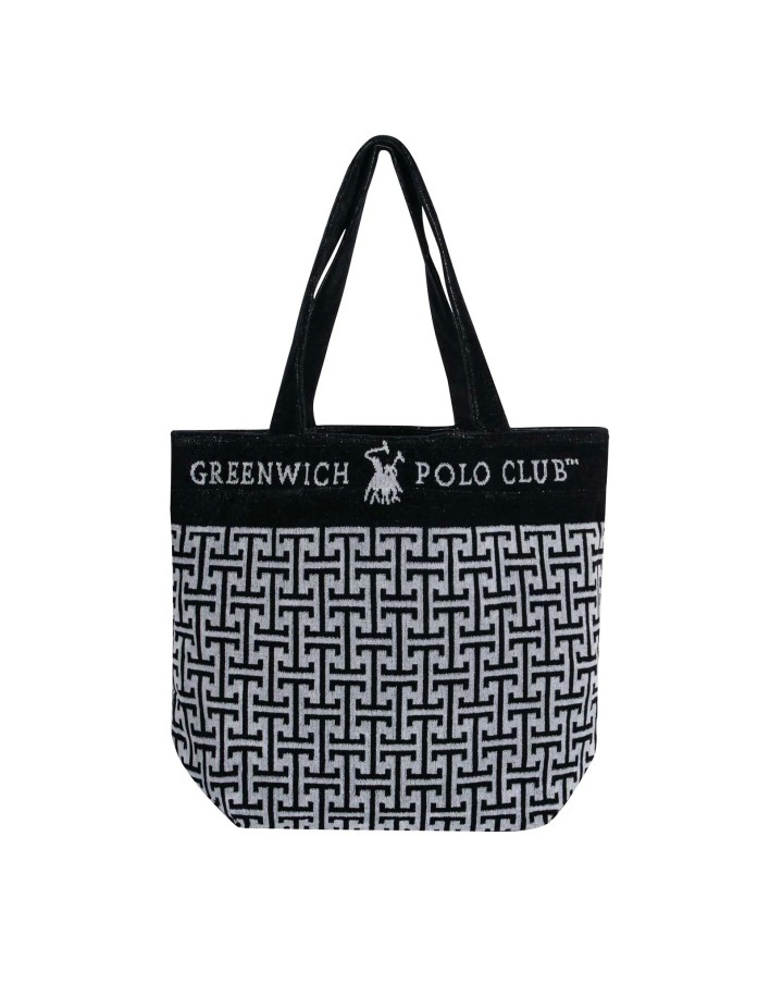 Greenwich Polo Club Plaj Çantası 4005 – Siyah/Gri, 55x40 cm, %100 Pamuk