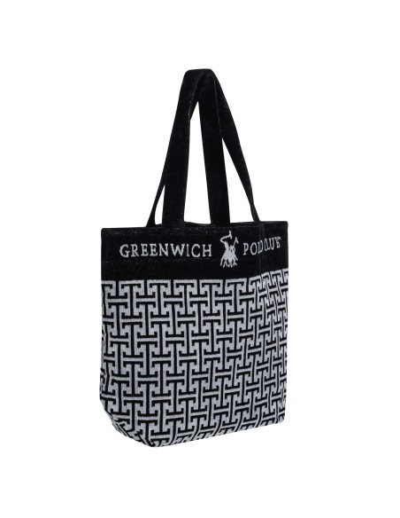 Greenwich Polo Club Plaj Çantası 4005 – Siyah/Gri, 55x40 cm, %100 Pamuk