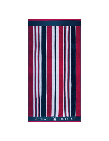 Greenwich Polo Club Plaj Havlusu 3632 – Mavi/Kırmızı/Beyaz, 90x180 cm, %100 Pamuk Jakarlı