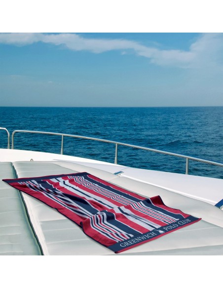 Greenwich Polo Club Plaj Havlusu 3632 – Mavi/Kırmızı/Beyaz, 90x180 cm, %100 Pamuk Jakarlı