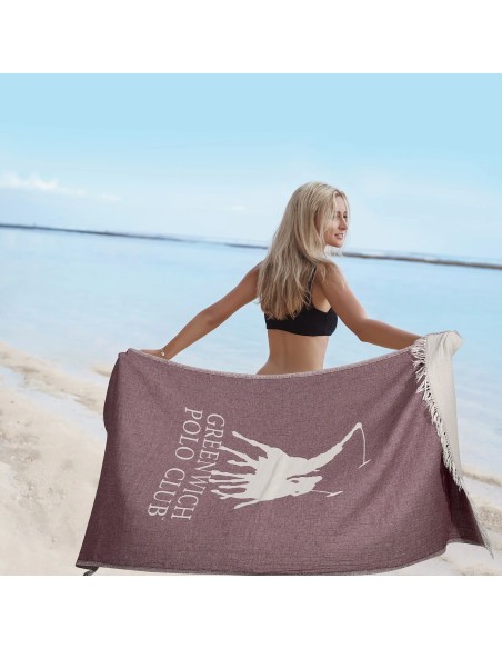 Greenwich Polo Club Plaj Havlusu 3906 – Rose, 85x170 cm, %100 Pamuk Müslin, Püsküllü