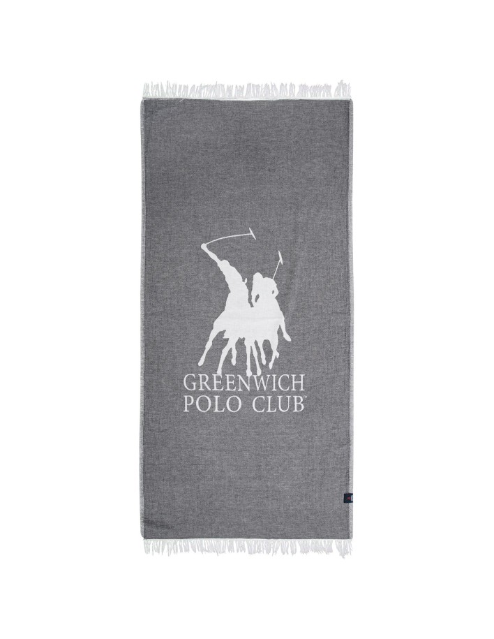 Greenwich Polo Club Plaj Havlusu 3903 – Gri, 85x170 cm, %100 Pamuk Müslin, Püsküllü