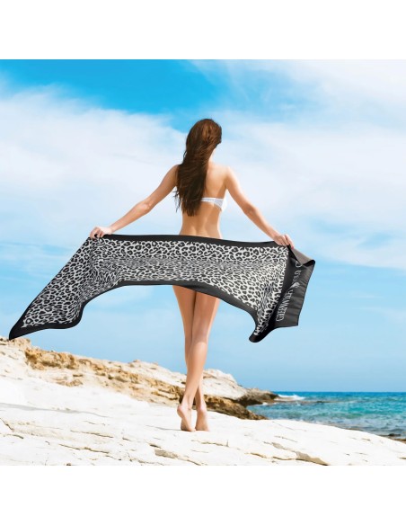 Greenwich Polo Club Plaj Havlusu 4036 – Siyah & Taupe, 80x170 cm, %100 Mikrofiber