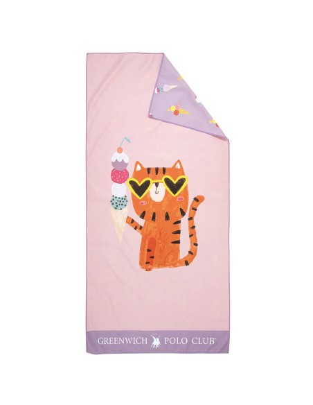 Greenwich Polo Club Junior Çocuk Plaj Havlusu 4082 – Pembe & Mor, 70x140 cm, %100 Mikrofiber