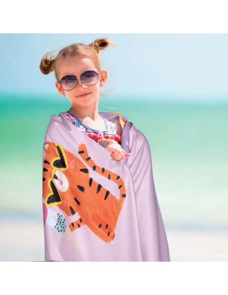 Greenwich Polo Club Junior Çocuk Plaj Havlusu 4082 – Pembe & Mor, 70x140 cm, %100 Mikrofiber