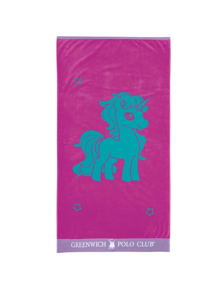 Greenwich Polo Club Junior Çocuk Plaj Havlusu 4074 – Mint & Pembe, 70x140 cm, %100 Jakarlı Pamuk