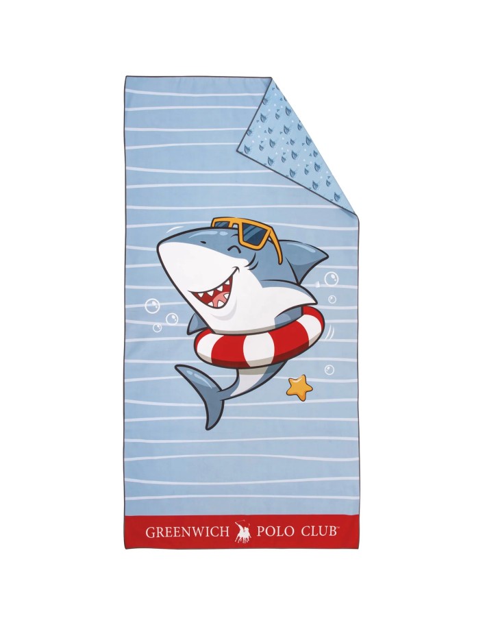 Greenwich Polo Club Junior Çocuk Plaj Havlusu 4044 – Mavi & Kırmızı, 70x140 cm, %100 Mikrofiber