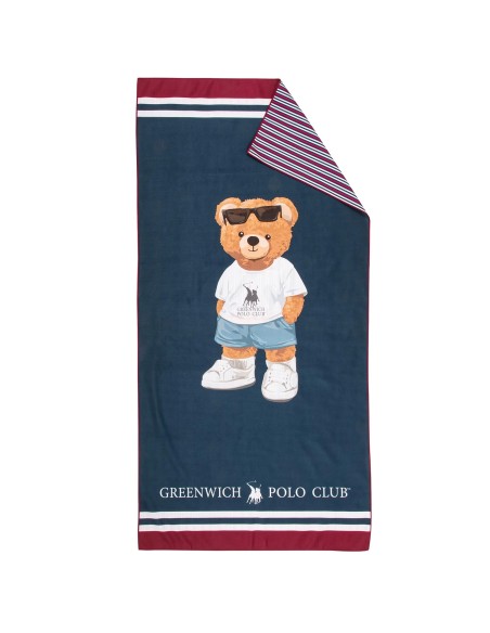 Greenwich Polo Club Junior Çocuk Plaj Havlusu 4042 – Mavi & Kırmızı, 70x140 cm, %100 Mikrofiber