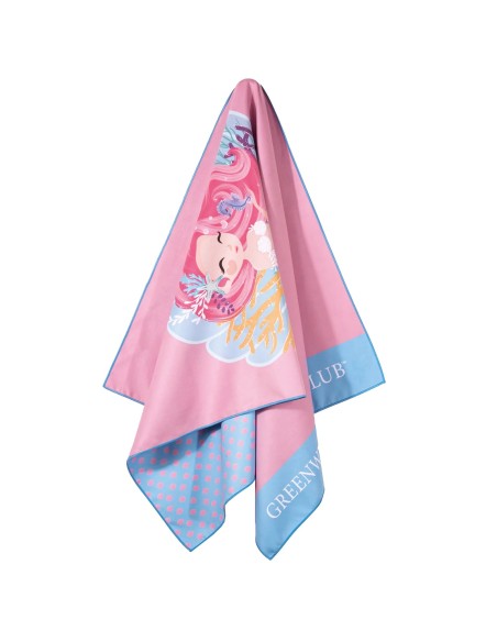 Greenwich Polo Club Junior Çocuk Plaj Havlusu 4041 – Açık Mavi & Pembe, 70x140 cm, %100 Mikrofiber