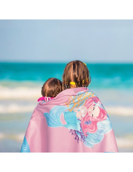 Greenwich Polo Club Junior Çocuk Plaj Havlusu 4041 – Açık Mavi & Pembe, 70x140 cm, %100 Mikrofiber