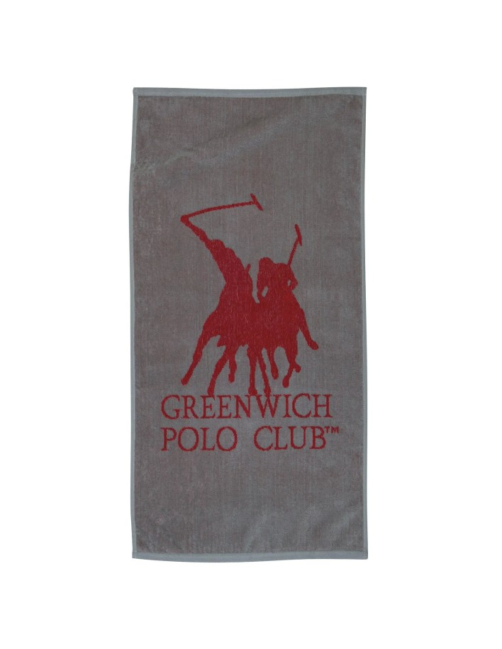 Greenwich Polo Club Spor Havlusu 3036 – Gri & Kırmızı, 45x90 cm, %100 Mısır Pamuğu