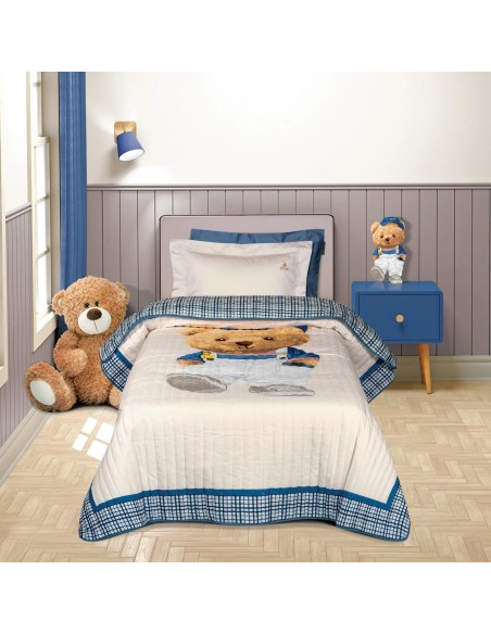 Greenwich Polo Club Essential Seri Tek Kişilik Çift Taraflı Yatak Örtüsü 8842 - Gri, Bej & Mavi, 160x220 cm, %100 Mikrofiber