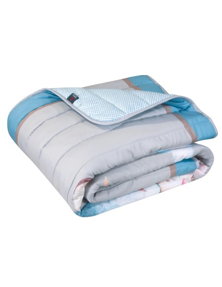 Greenwich Polo Club Essential Seri Tek Kişilik Çift Taraflı Yorgan 8851 - Bej, Mavi & Gri, 160x220 cm, %100 Mikrofiber