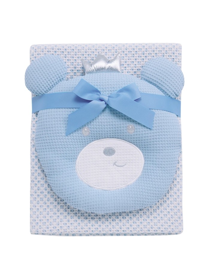 Das Baby Relax Seri Bebek Pike Battaniye 4959 - Mavi & Beyaz, 75x100 cm, %100 Pamuk