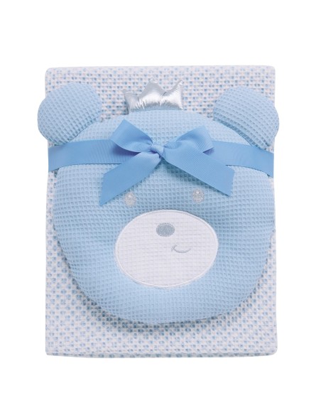 Das Baby Relax Seri Bebek Pike Battaniye 4959 - Mavi & Beyaz, 75x100 cm, %100 Pamuk