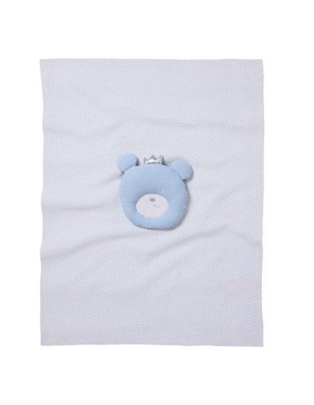 Das Baby Relax Seri Bebek Pike Battaniye 4959 - Mavi & Beyaz, 75x100 cm, %100 Pamuk