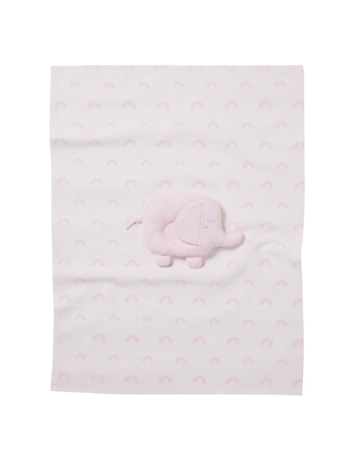 Das Baby Relax Seri Bebek Pike Battaniye 4957 - Gri, Pembe & Beyaz, 75x100 cm, %100 Pamuk 2