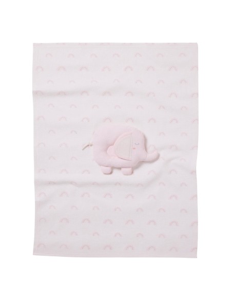 Das Baby Relax Seri Bebek Pike Battaniye 4957 - Gri, Pembe & Beyaz, 75x100 cm, %100 Pamuk