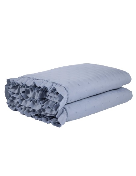 Das Home Happy Seri Çift Kişilik Volanlı Yatak Örtüsü 9657 - Mavi, 220x240 cm, %100 Mikrofiber