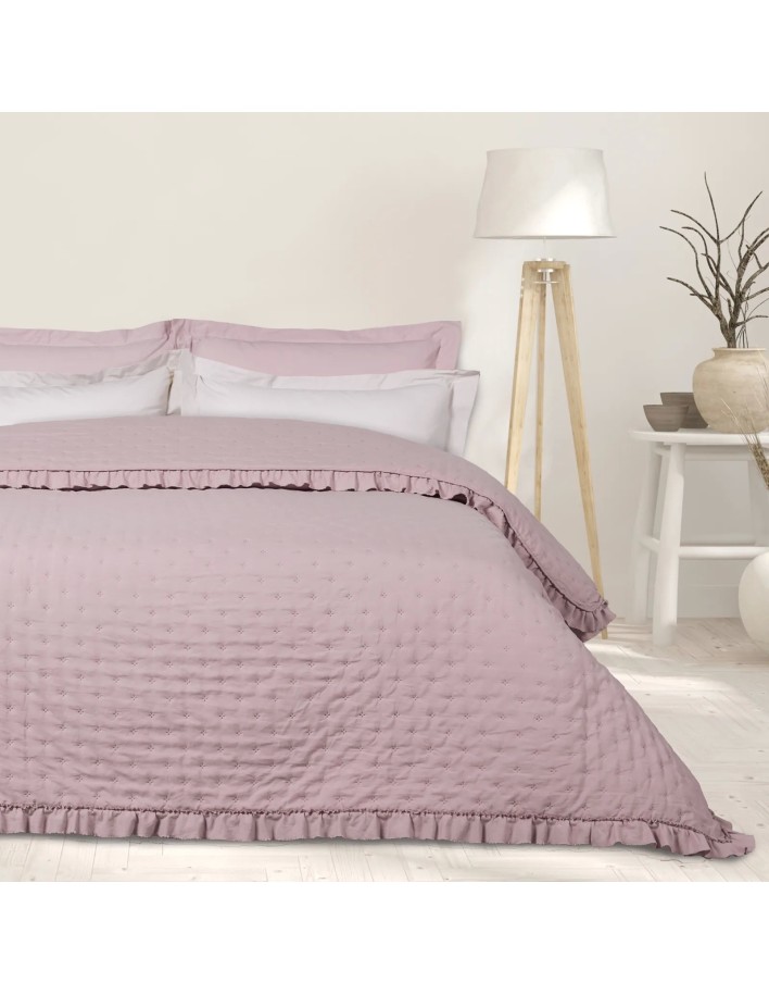 Das Home Happy Seri Çift Kişilik Volanlı Yatak Örtüsü 9656 - Nude, 220x240 cm, %100 Mikrofiber