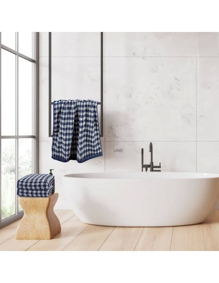 Greenwich Polo Club 3'lü Havlu Seti 3095 - Mavi & Gri, %100 Pamuk, Jakarlı Velur Dokulu