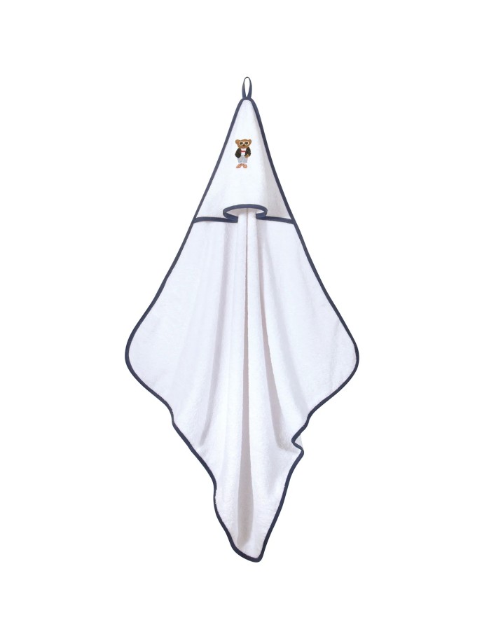 Greenwich Polo Club Essential Seri Bebek Kapüşonlu Banyo Havlusu 8838 - Beyaz & Mavi, 80x80 cm, %100 Hipoalerjenik Pamuk