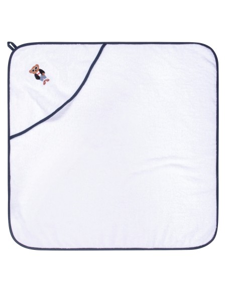 Greenwich Polo Club Essential Seri Bebek Kapüşonlu Banyo Havlusu 8838 - Beyaz & Mavi, 80x80 cm, %100 Hipoalerjenik Pamuk