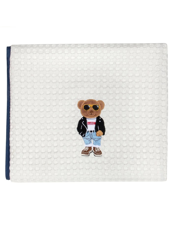 Greenwich Polo Club Essential Seri Bebek Pike Battaniye 8838 - Beyaz & Lacivert, 75x110 cm, %100 Hipoalerjenik Pamuk