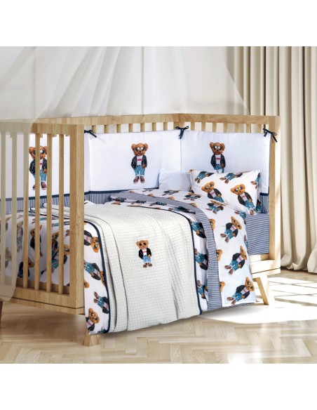 Greenwich Polo Club Essential Seri Bebek Pike Battaniye 8838 - Beyaz & Lacivert, 75x110 cm, %100 Hipoalerjenik Pamuk